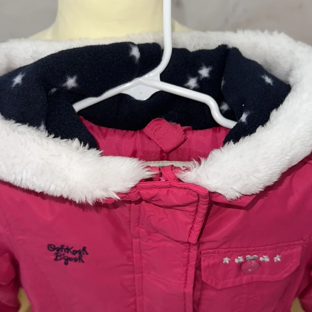 OshKosh B gosh Pink girls embroidered puffer coat‎ size 4